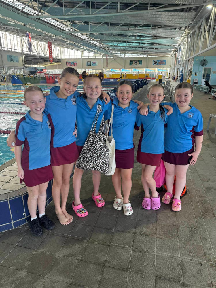 Year 5 girls at swim school.